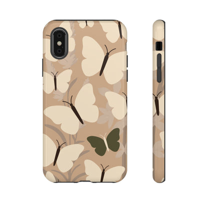 iPhone X / Glossy Phone Case - Minimalist Beige Butterfly Pattern Phone Case
