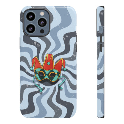 iPhone 13 Pro Max / Glossy Phone Case - Venetian Jester Mask – Blue Retro Soft Revival Phone Case