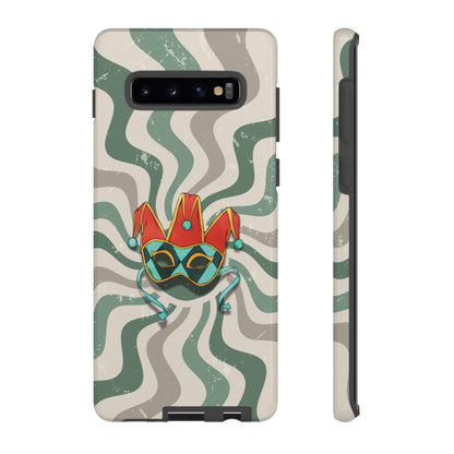 Samsung Galaxy S10 Plus / Glossy Phone Case - Venetian Jester Mask – Green Retro Soft Revival Phone Case