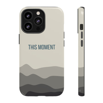 iPhone 13 Pro / Glossy Phone Case - Minimalist Cream Waves ’This Moment’ Statement Phone Case