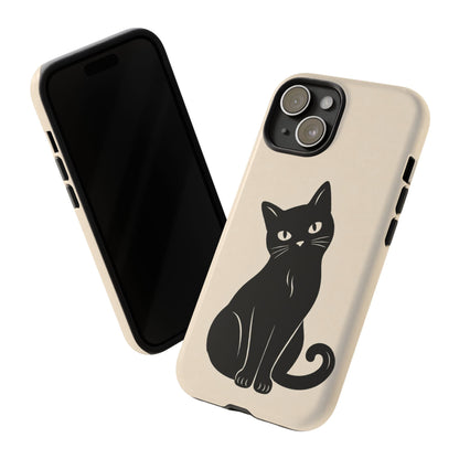 Minimalist Cream & Black Cat Phone Case