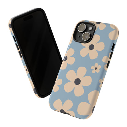 Cute Light Blue & Cream Daisy Pattern Phone Case - Blue Phone Case