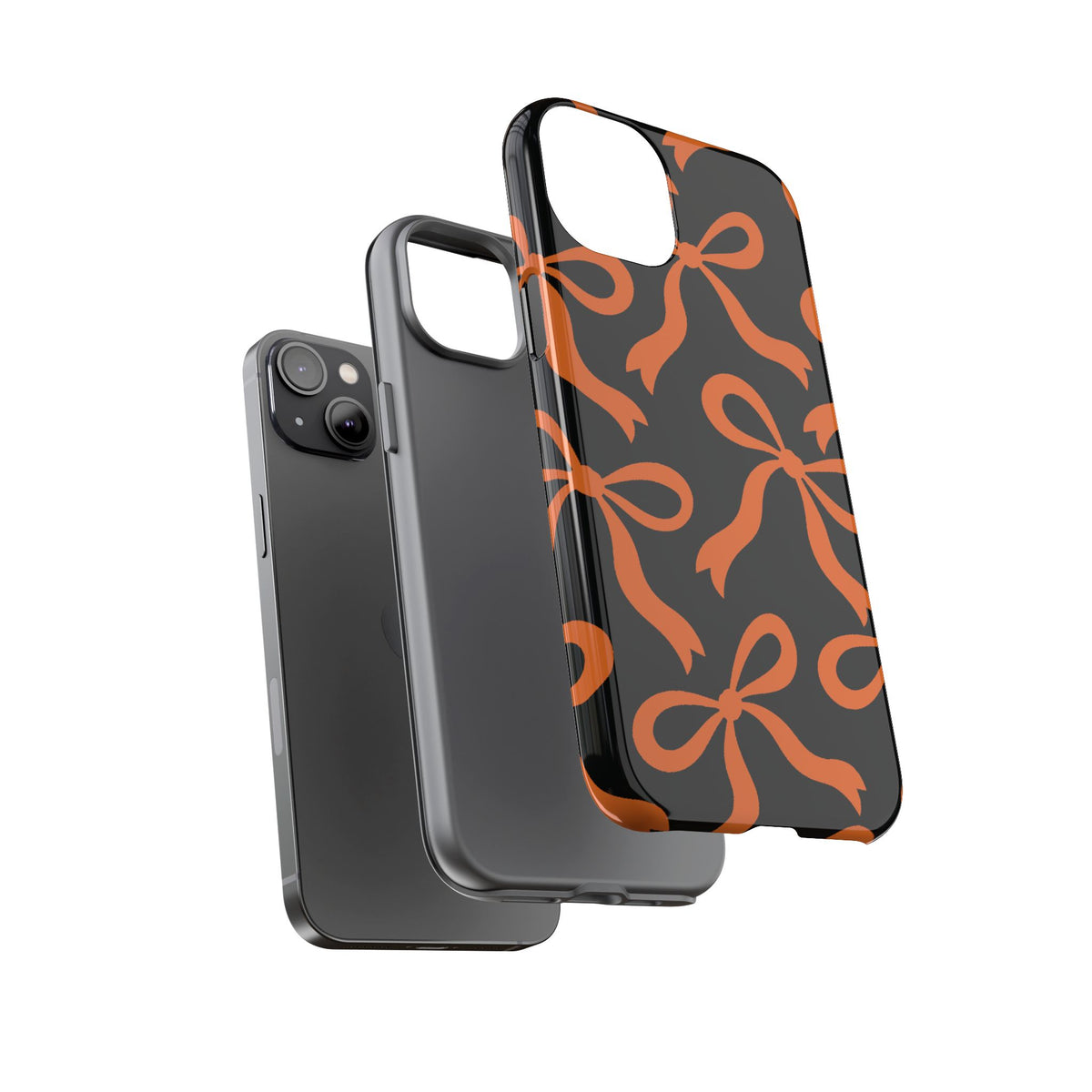 Bold Black and Burnt Orange Bow Pattern Phone Case - Black Phone Case