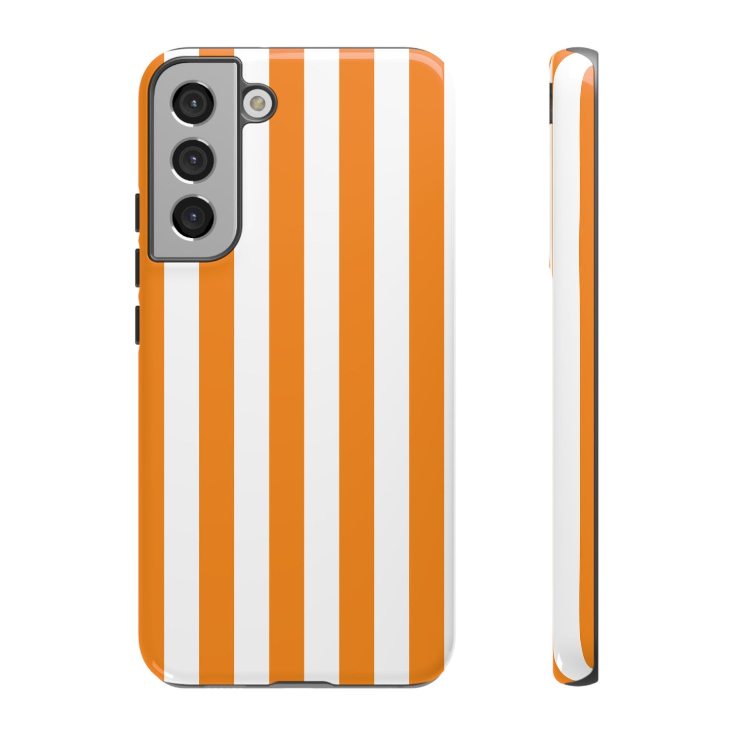 Samsung Galaxy S22 Plus / Glossy Phone Case - Simple Yellow & White Stripe Pattern Phone Case