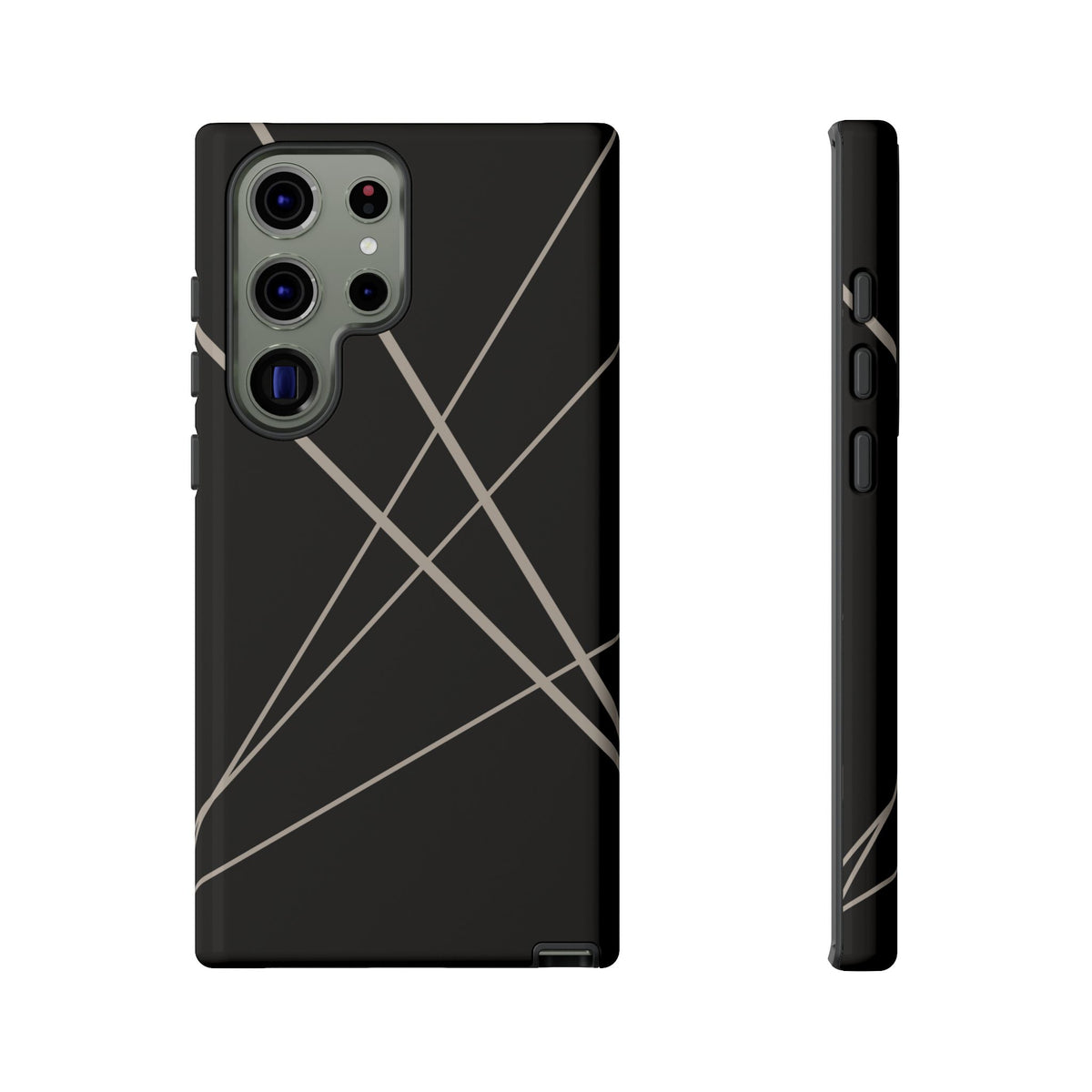 Abstract Black with Grey Lines Phone Case - Black Phone Case - Samsung Galaxy S23 Ultra / Glossy
