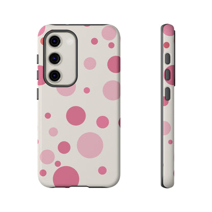 Samsung Galaxy S23 / Glossy Phone Case - ’Bold White with Pink Dot Pattern’ Phone Case