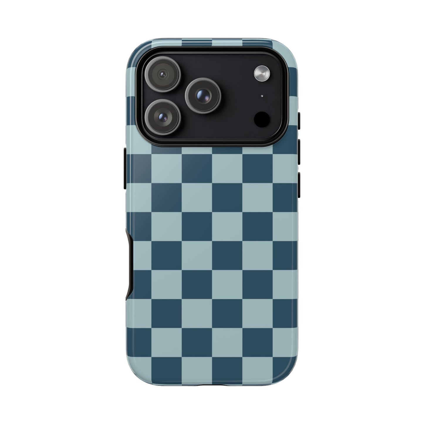 iPhone 17 Pro / Glossy Phone Case - ’Blue Checkered Pattern’ Phone Case