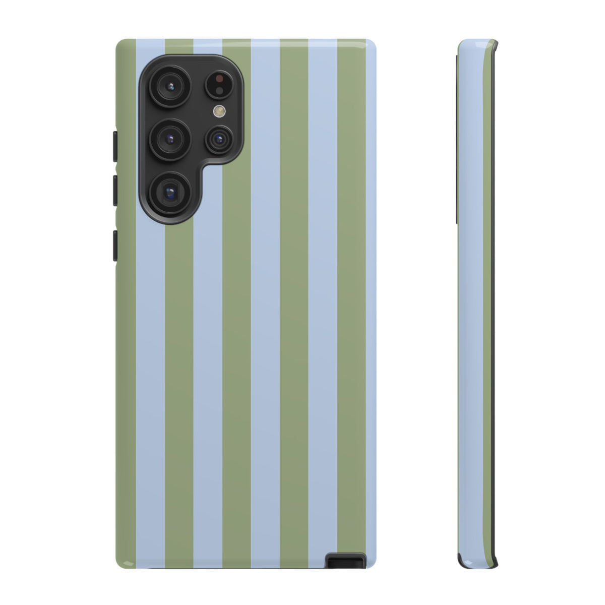 Trendy Ice Blue & Green Stripe Pattern Phone Case - Blue Phone Case - Samsung Galaxy S22 Ultra / Glossy