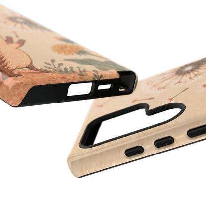 Whimsical Cream Hedgehog and Dandelion Phone Case - White Phone Case