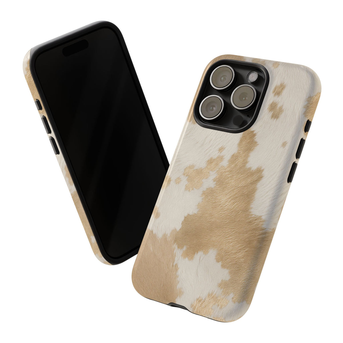Elegant Champagne Cow Print Phone Case - Beige Phone Case