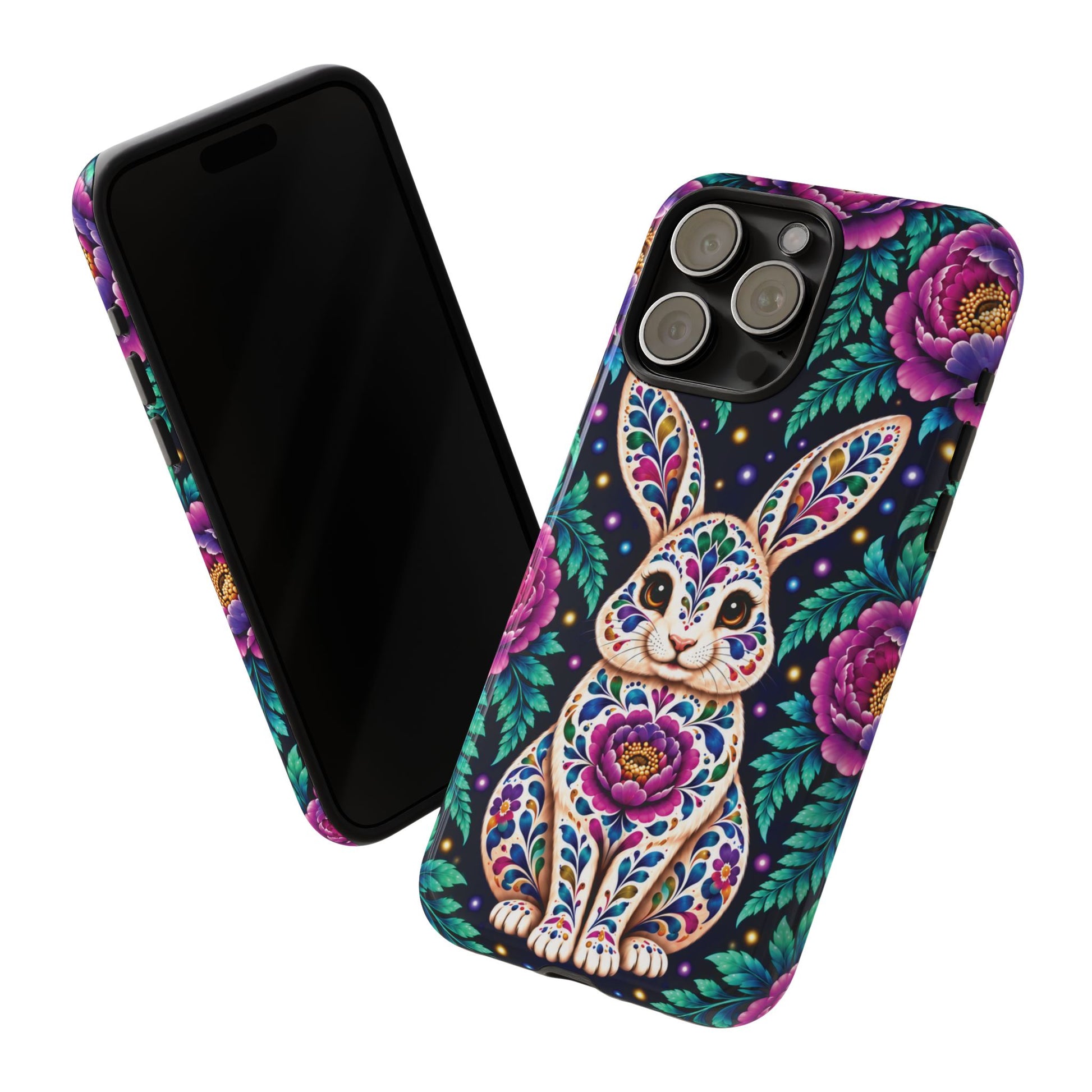 Cute Purple and Teal Calavera Bunny Phone Case - Multicolor Phone Case