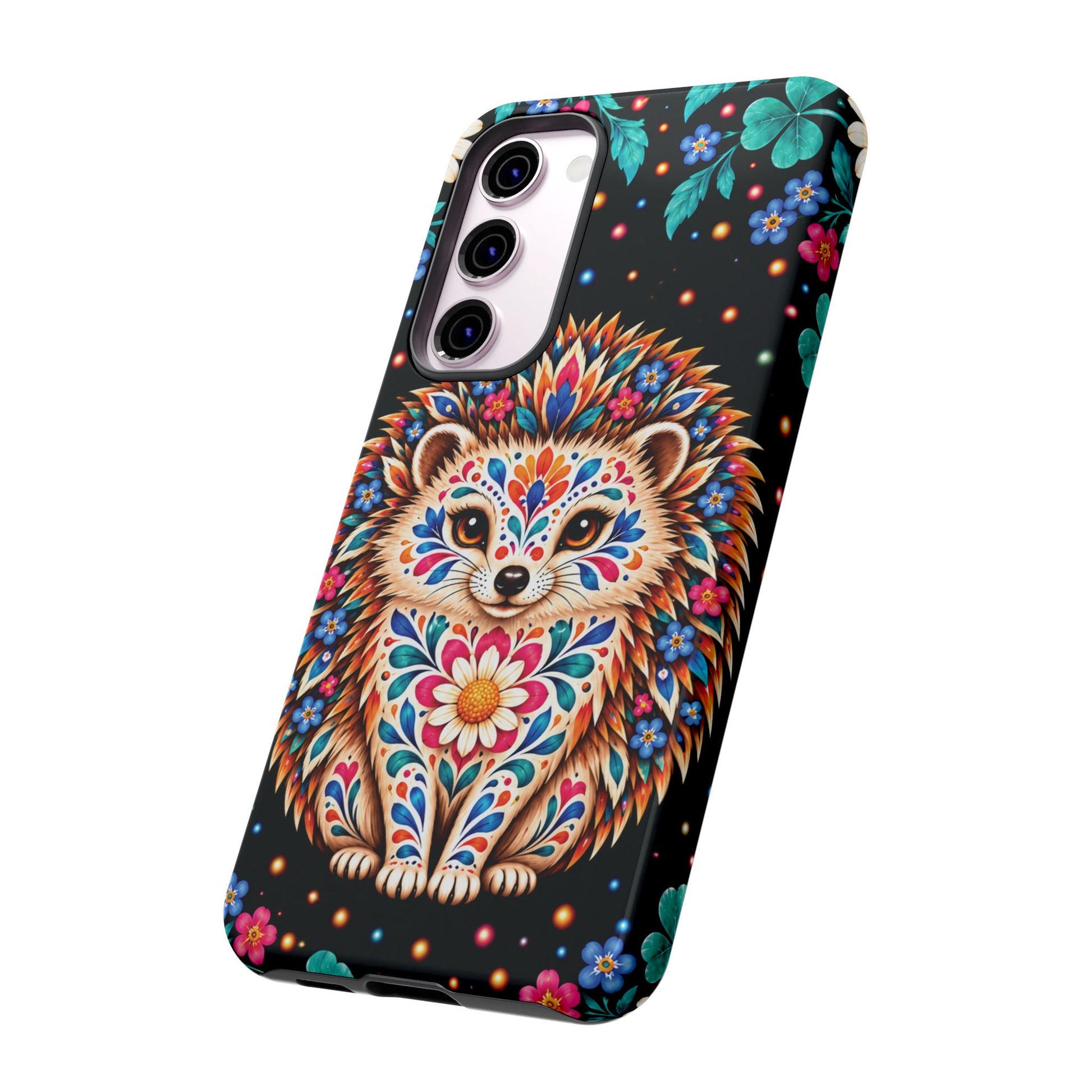 Vibrant Orange and Turquoise Calavera Hedgehog Phone Case - Multicolor Phone Case