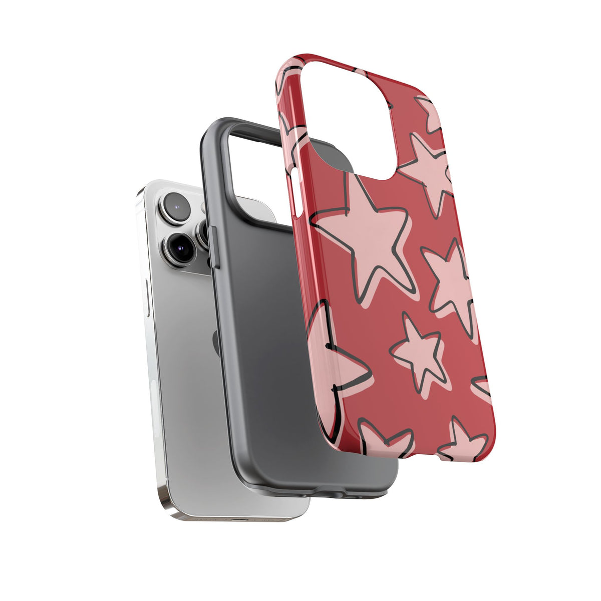 Cherry Red Doodle Star Phone Case
