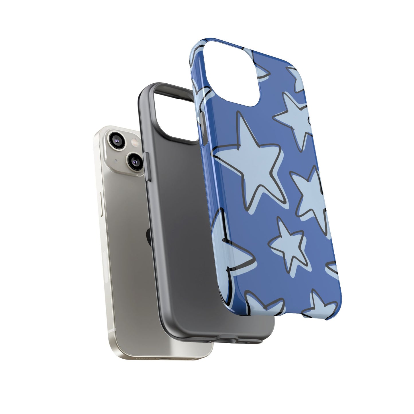 Cobalt Blue Doodle Star Phone Case