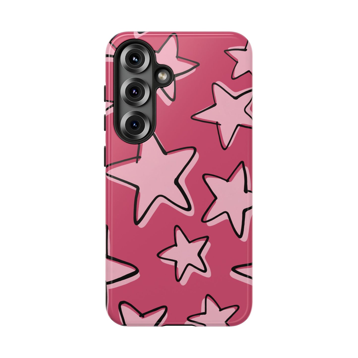 Raspberry Pink Doodle Star Phone Case