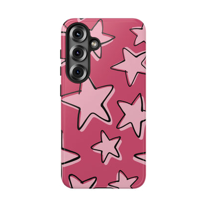 Raspberry Pink Doodle Star Phone Case
