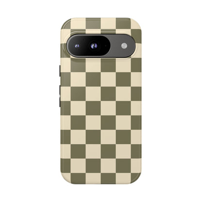 Google Pixel 9 / Glossy Phone Case - ’Green Checkered Pattern’ Phone Case