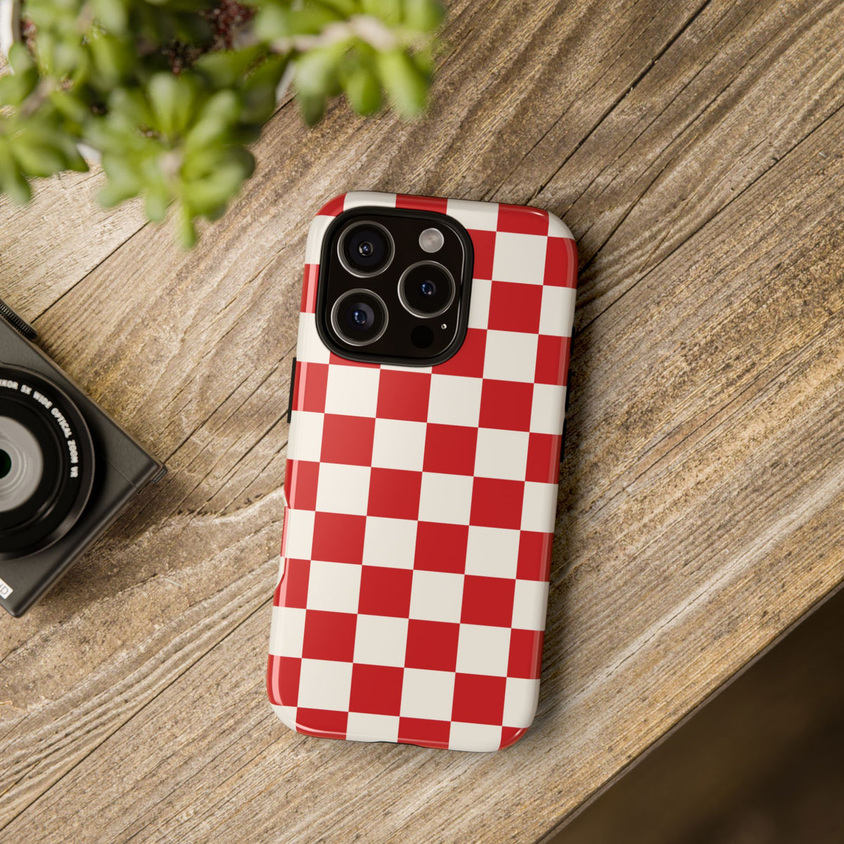 Red Checked Pattern Phone Case - Red Phone Case