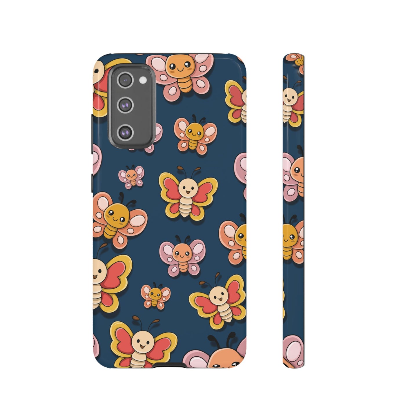 Dark Blue Butterfly Sticker Design Phone Case - Blue Phone Case - Samsung Galaxy S20 FE / Glossy