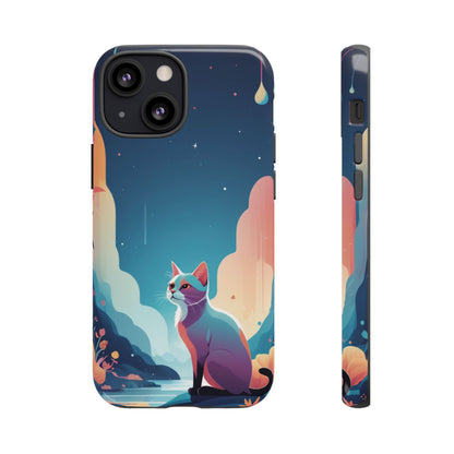 iPhone 13 Mini / Glossy Phone Case - Stylised Cat Design Phone Case