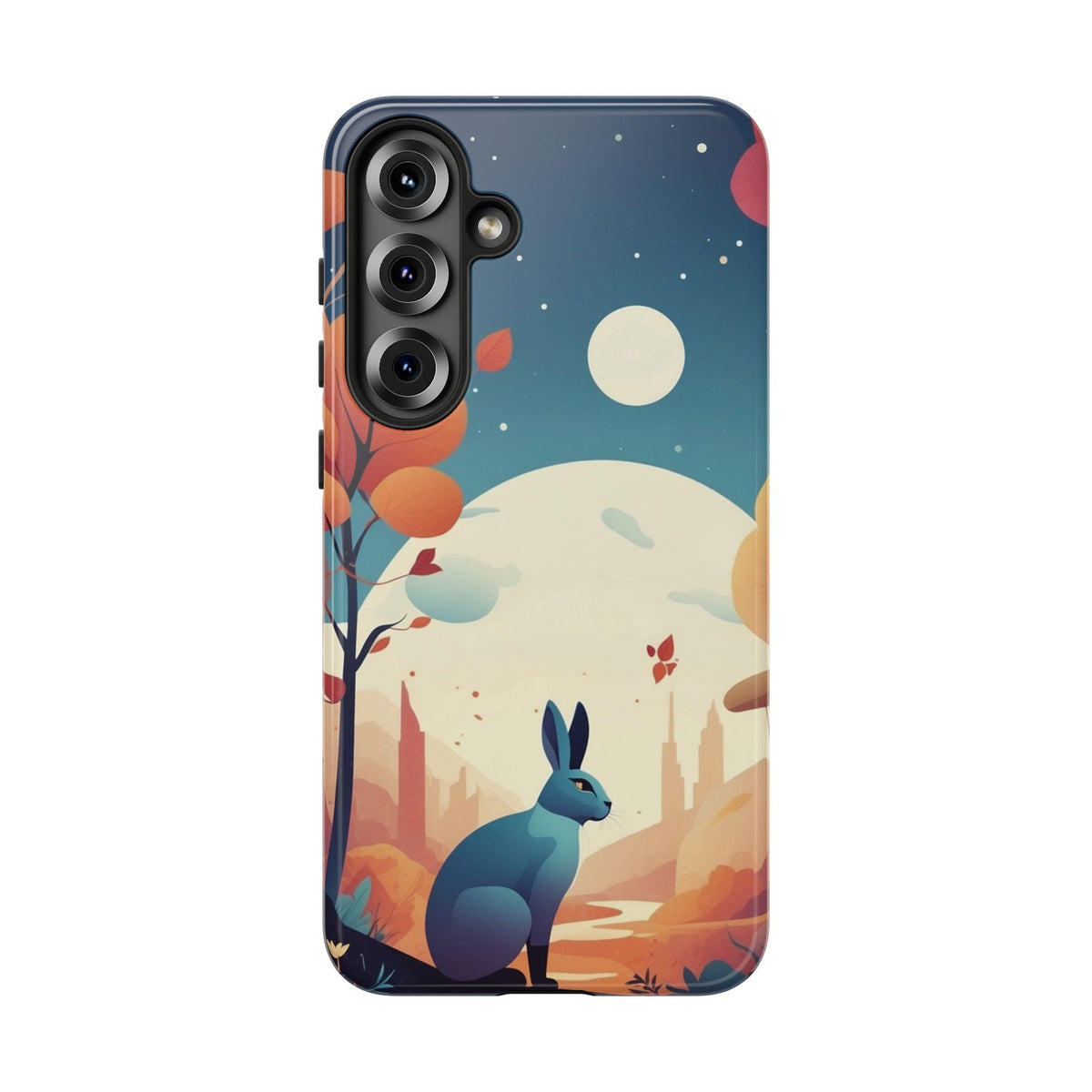 Stylised Blue Hare Design Phone Case - Multicolor Phone Case - Samsung Galaxy S25 Plus / Glossy