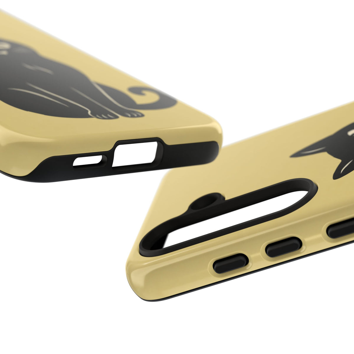 Minimalist Butter Yellow & Black Cat Phone Case
