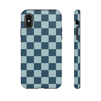 Blue Checked Pattern Phone Case - Blue Phone Case - iPhone XS / Glossy