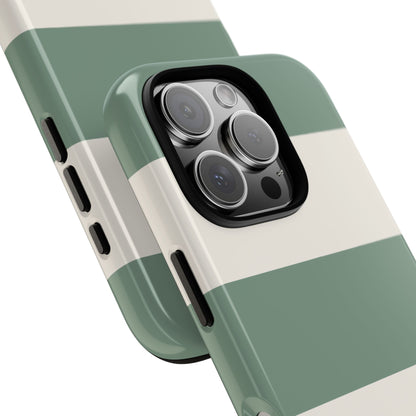 Phone Case - Green & White Horizontal Stripe Pattern Phone Case