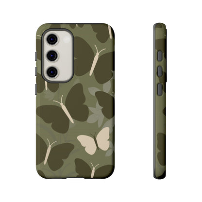 Minimalist Olive Green Butterfly Pattern Phone Case - Green Phone Case - Samsung Galaxy S23 / Glossy