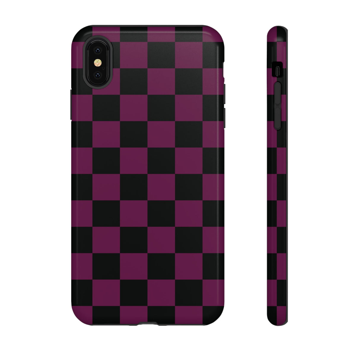 Trendy Plum & Black Checked Pattern Phone Case - Purple Phone Case - iPhone XS MAX / Glossy