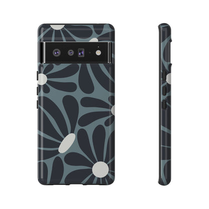 Retro Navy Blue & White Daisy Pattern Phone Case - Blue Phone Case - Google Pixel 6 Pro / Glossy