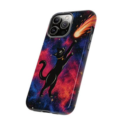 Whimsical Multicolour Celestial Black Cat Phone Case