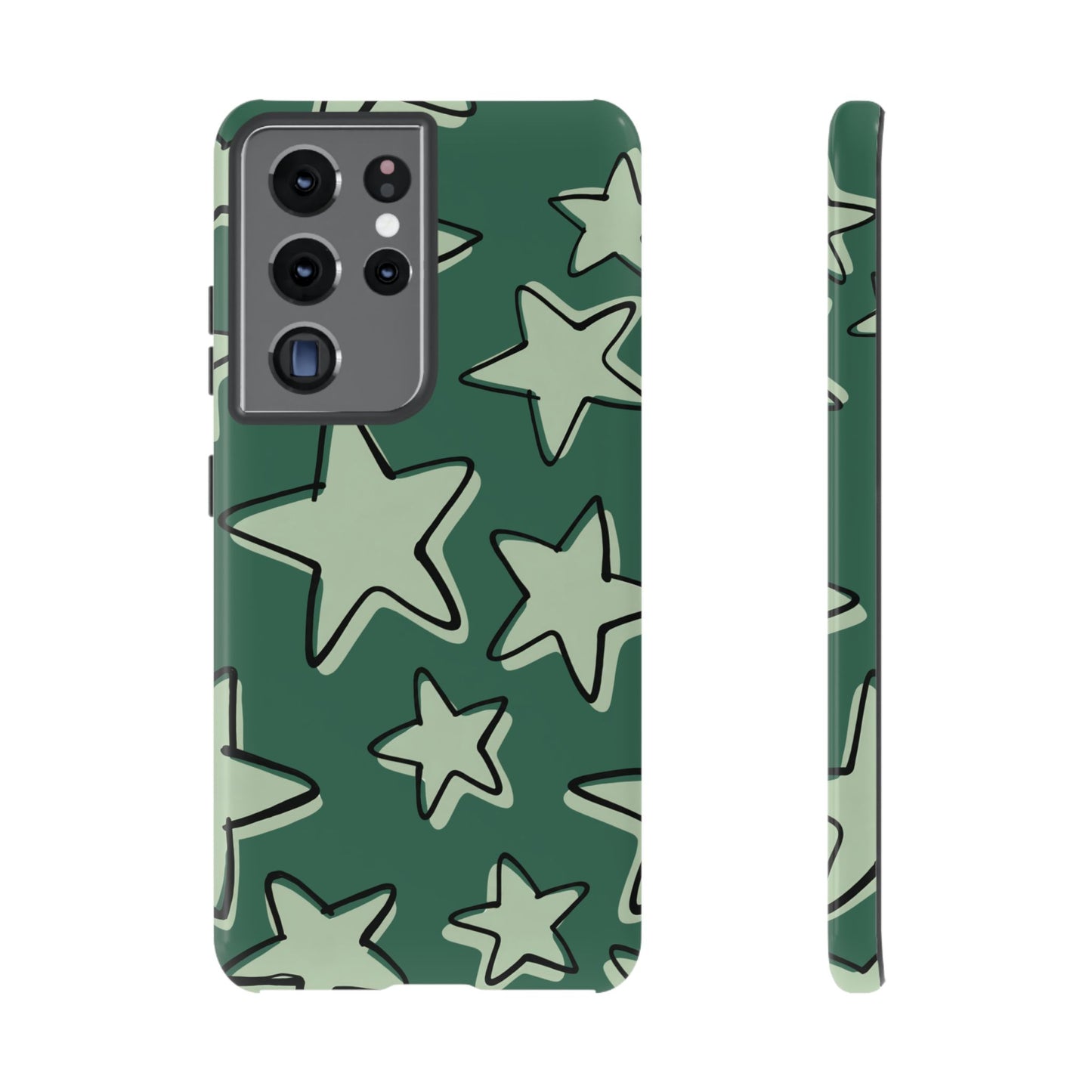 Forest Green Doodle Star Phone Case