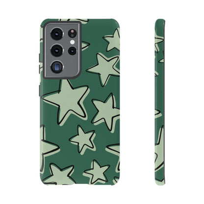 Forest Green Doodle Star Phone Case