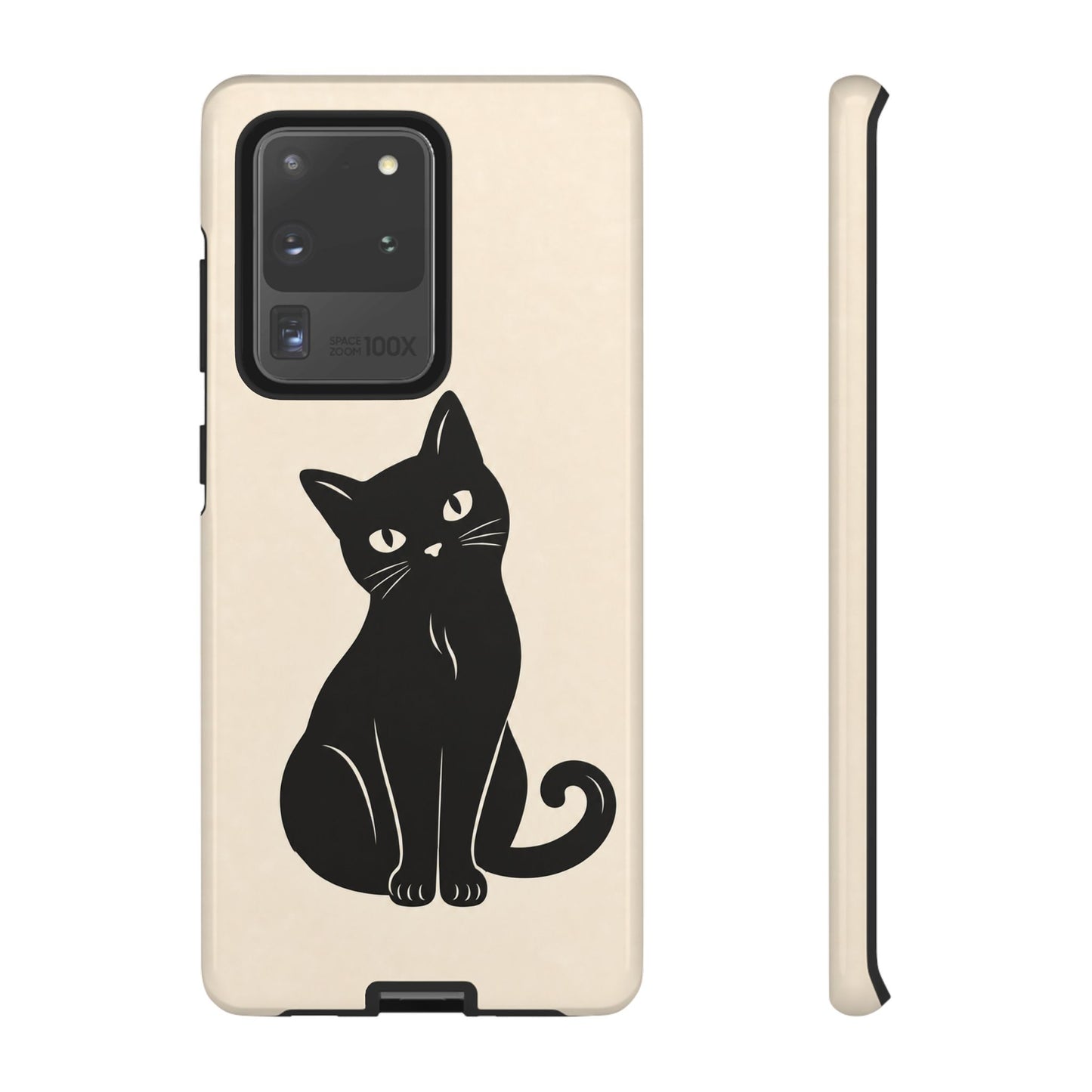 Minimalist Cream & Black Cat Phone Case