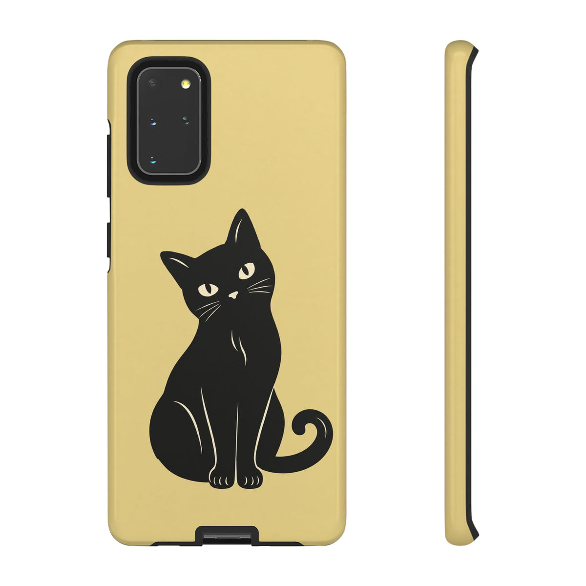 Minimalist Butter Yellow & Black Cat Phone Case