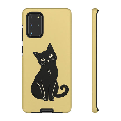 Minimalist Butter Yellow & Black Cat Phone Case