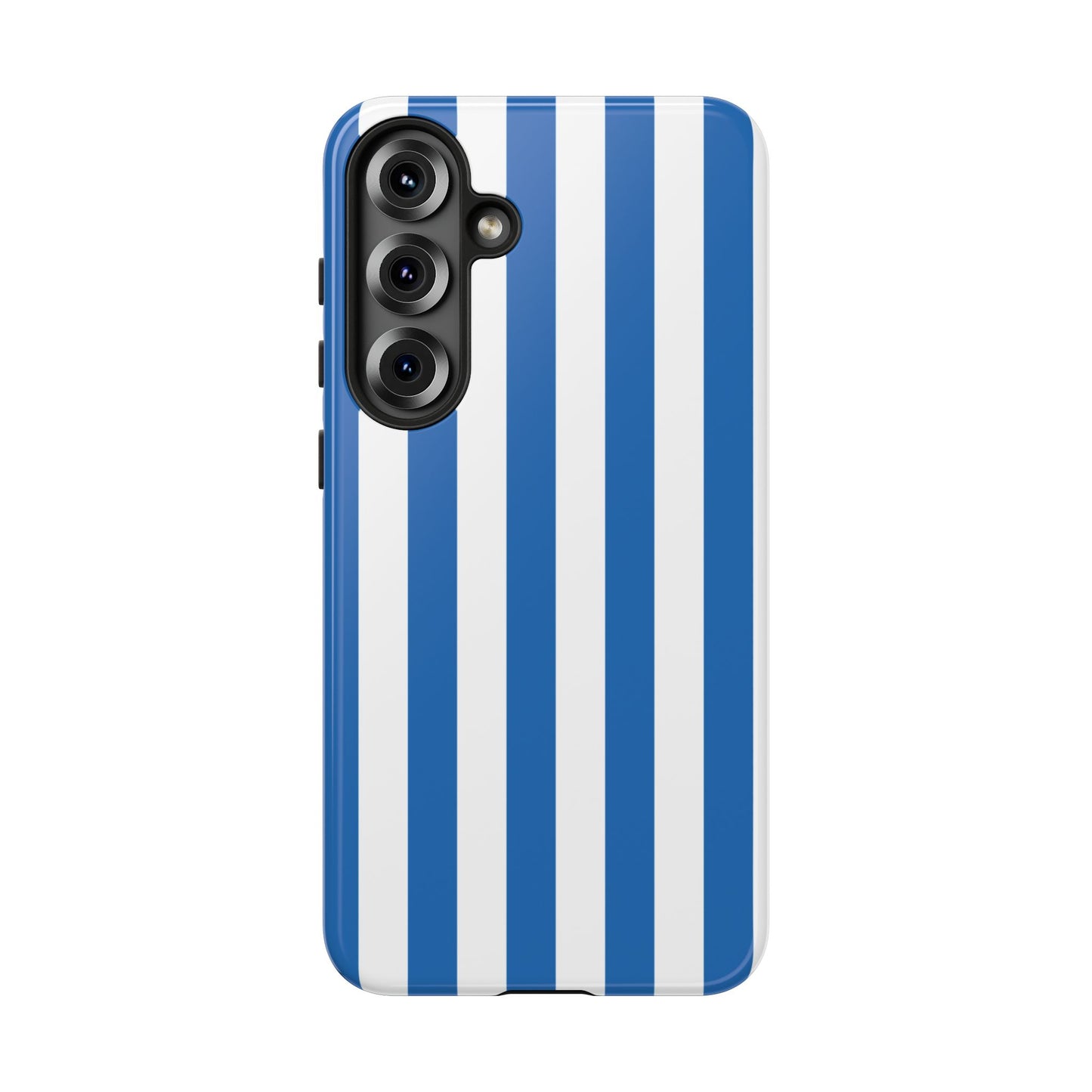 Samsung Galaxy S25 Plus / Glossy Phone Case - Simple Light Blue & White Stripe Pattern Phone Case