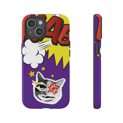 Bold Purple Pop Art Cat Phone Case - Purple Phone Case - iPhone 15 / Glossy
