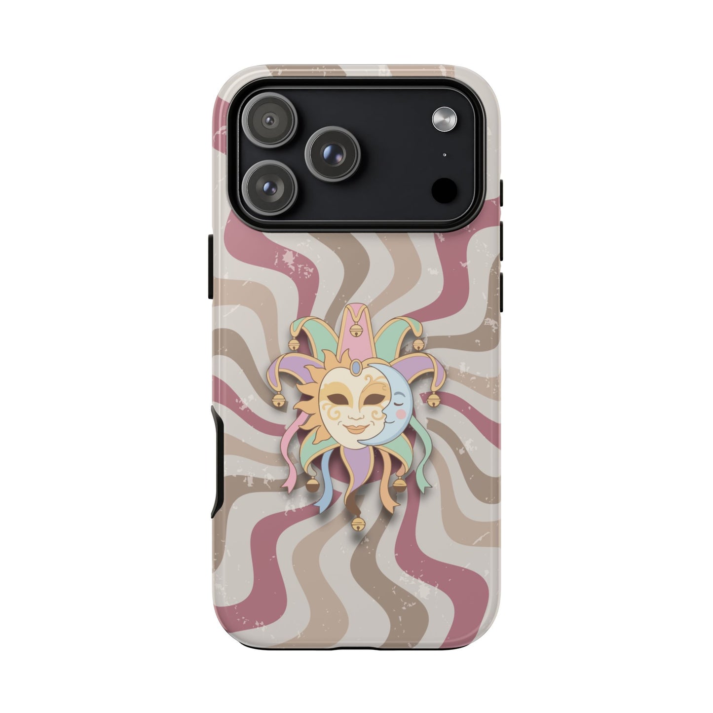 Sun & Moon Jester Mask – Pink Retro Wave Phone Case - Pink Phone Case - iPhone 17 Pro Max / Glossy