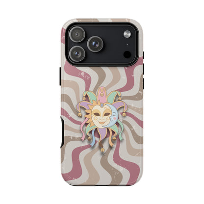 Sun & Moon Jester Mask – Pink Retro Wave Phone Case - Pink Phone Case - iPhone 17 Pro Max / Glossy