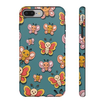 Blue Butterfly Sticker Design Phone Case - Blue Phone Case - iPhone 8 Plus / Glossy