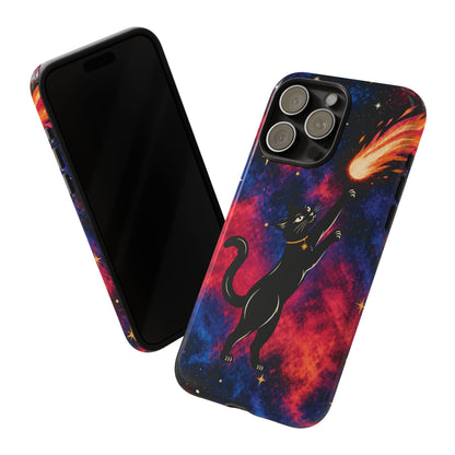 Whimsical Multicolour Celestial Black Cat Phone Case