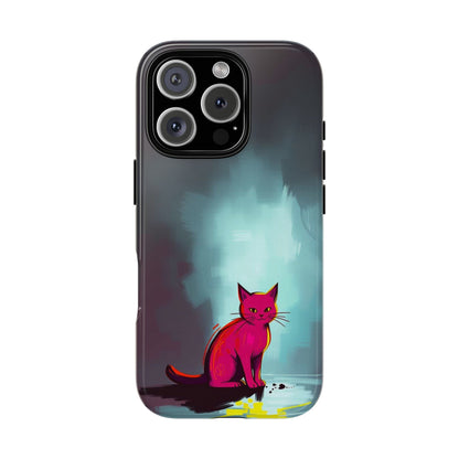 iPhone 16 Pro / Glossy Phone Case - Pop Art Moody Cat Design Phone Case