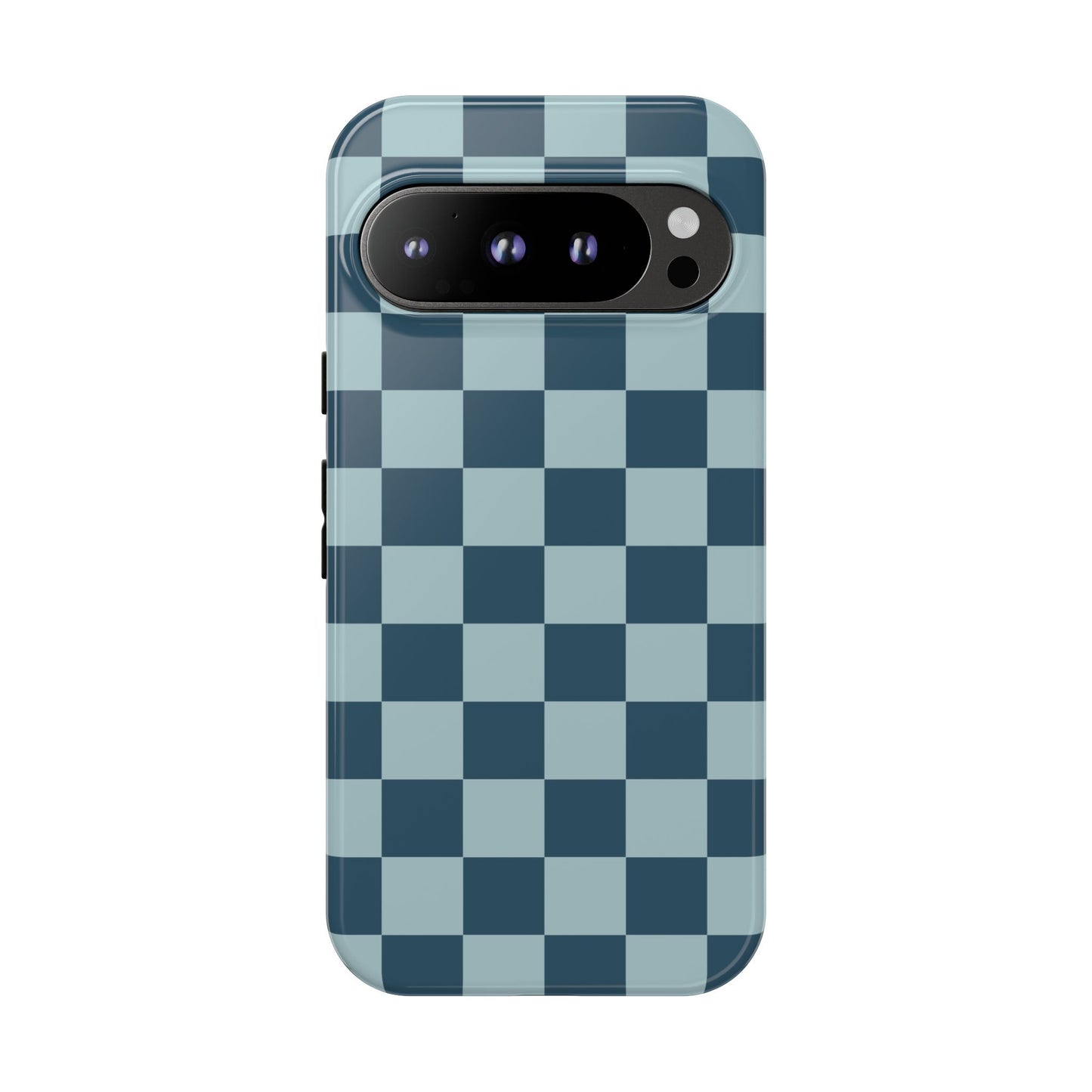 Google Pixel 9 Pro / Glossy Phone Case - ’Blue Checkered Pattern’ Phone Case
