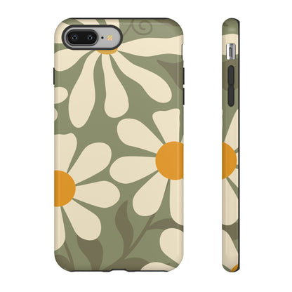 Retro Green Daisy Pattern #2 Phone Case - Green Phone Case - iPhone 8 Plus / Glossy