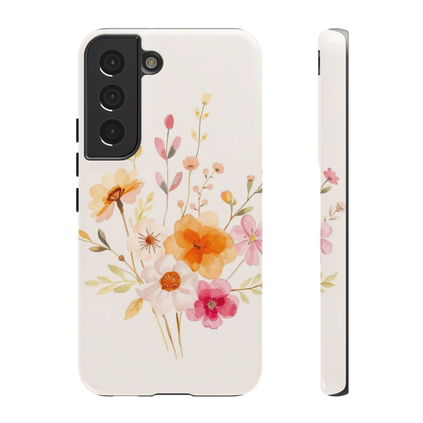 Samsung Galaxy S22 / Glossy Phone Case - Boho Chic Watercolour Flower Pattern Phone Case