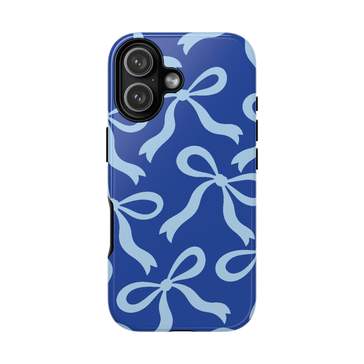 Bold Cobalt Blue and Powder Blue Bow Pattern Phone Case - Blue Phone Case - iPhone 17 / Glossy