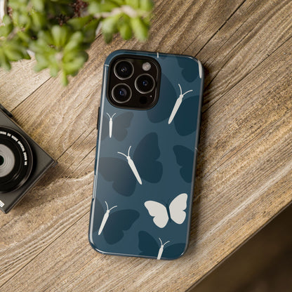 Minimalist Dark Blue Butterfly Pattern Phone Case - Blue Phone Case