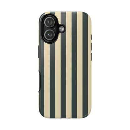 iPhone 17 / Glossy Phone Case - ’Green & Beige Stripe Pattern’ Phone Case
